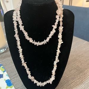 35” long rose quartz necklace